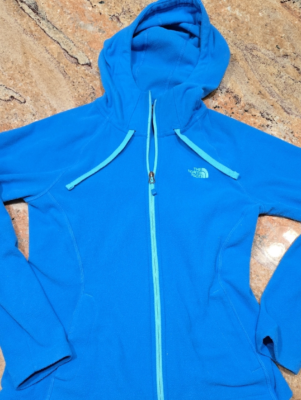 The North Face Electric Blue Hooded Fleece Jacket Size Small